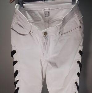 Venus White Lace-Up Women Jeans